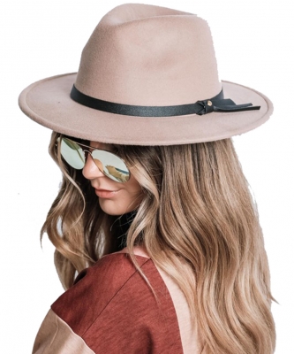 Plain Felt Fedora Hat HA320041 DARK TAUPE